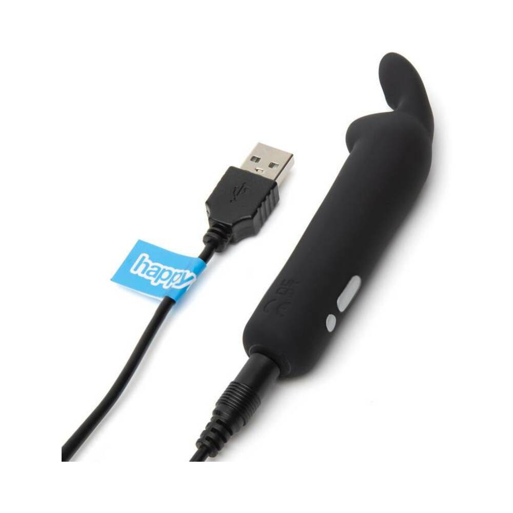 Happy Rabbit Rechargeable Silicone Bullet Vibrator with Ears - Black