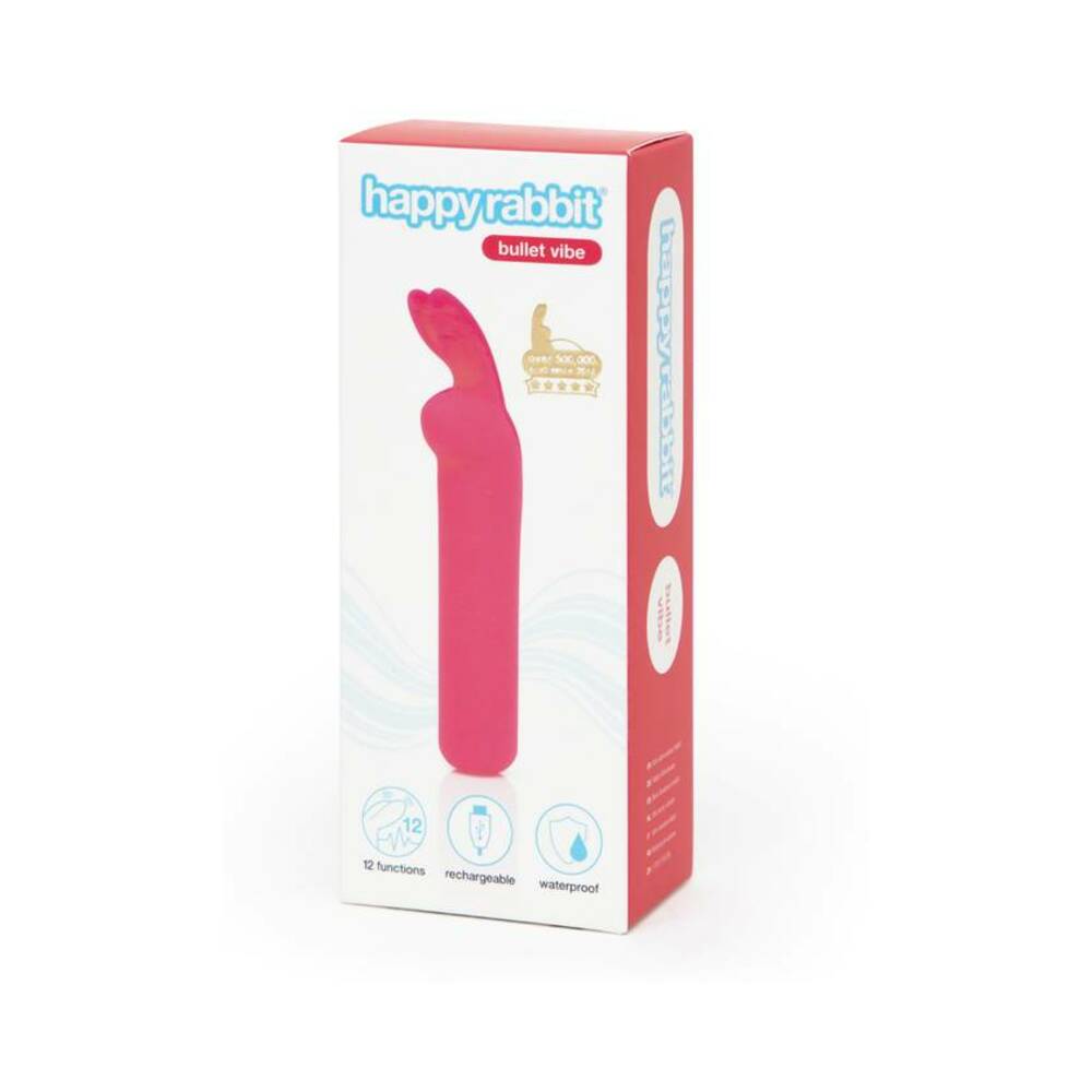 Happy Rabbit Rechargeable Silicone Bullet Vibrator with Ears – Pink