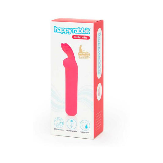 Happy Rabbit Rechargeable Silicone Bullet Vibrator with Ears – Pink