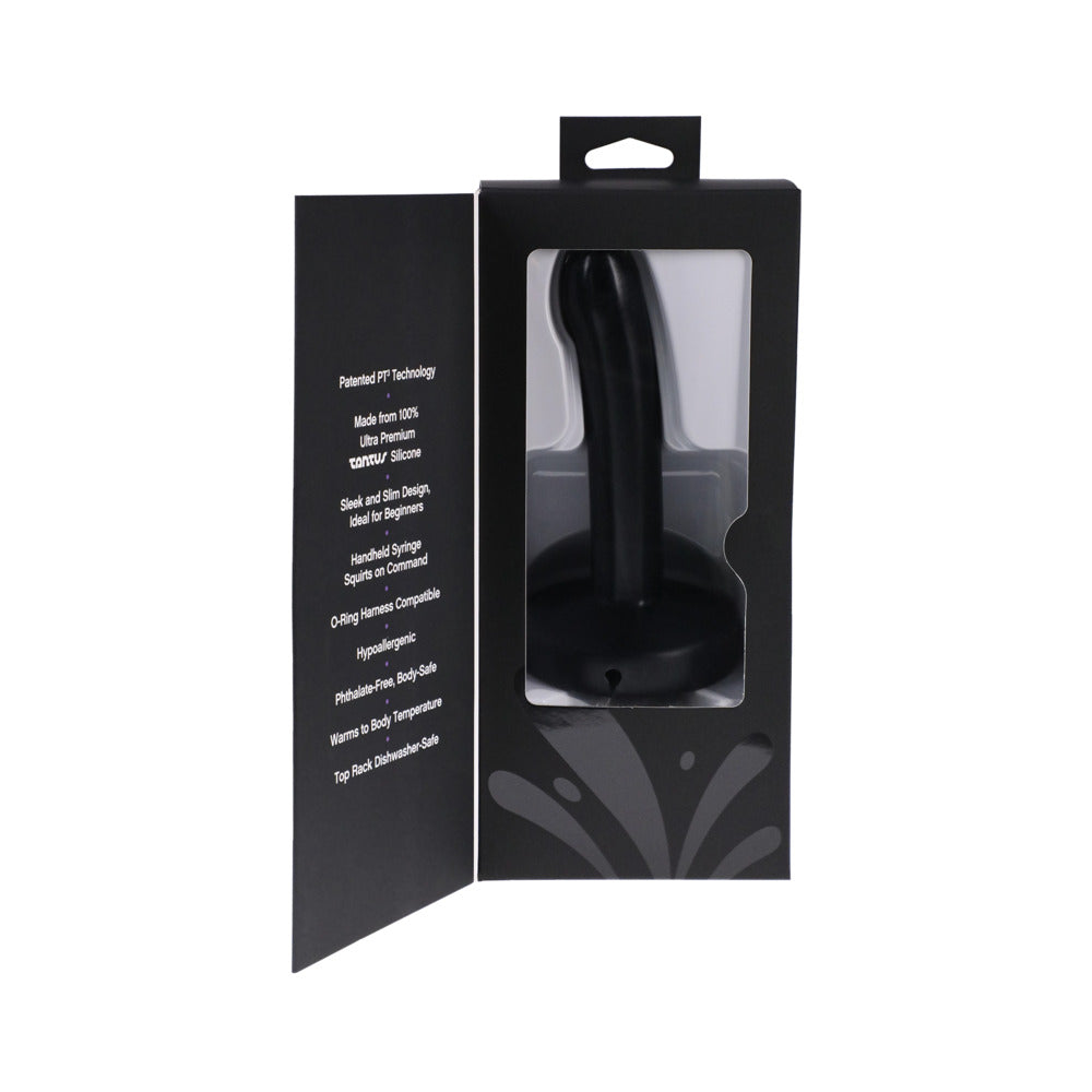 Tantus POP Slim Squirting Dildo – Black – Strap-On with Fluid Release Function