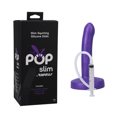 Tantus POP Slim Squirting Dildo - Purple - Strap-On with Fluid Release