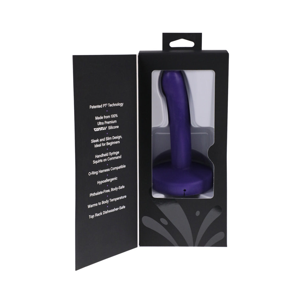 Tantus POP Slim Squirting Dildo - Purple - Strap-On with Fluid Release