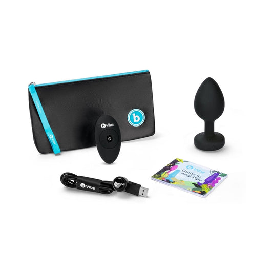 b-Vibe Vibrating Jewel Plug XX-Large – Black, Rechargeable with Remote Control