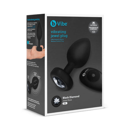 b-Vibe Vibrating Jewel Plug XX-Large – Black, Rechargeable with Remote Control