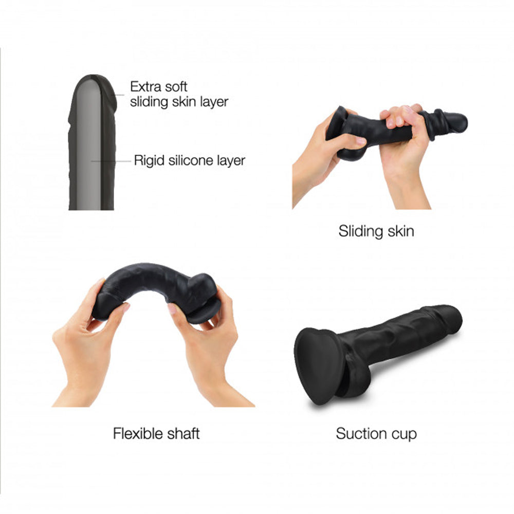 Strap-On-Me Realistic Collection Sliding Skin Dual-Density Silicone Dildo – Black