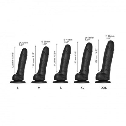 Strap-On-Me Realistic Collection Sliding Skin Dual-Density Silicone Dildo – Black