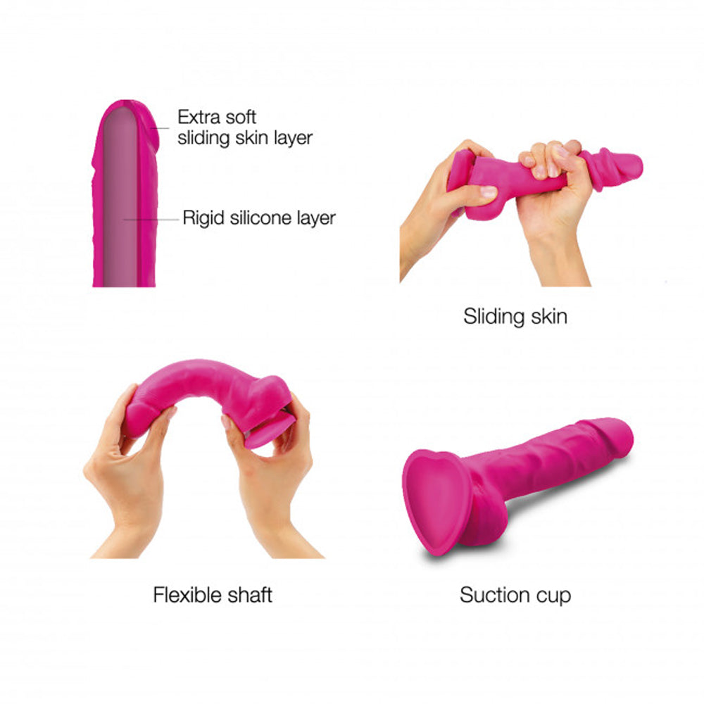 Strap-On-Me Realistic Collection Sliding Skin Dual-Density Silicone Dildo – Fuchsia