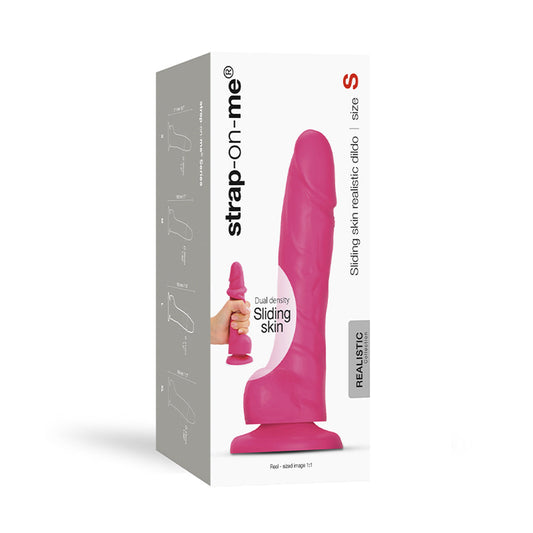 Strap-On-Me Realistic Collection Sliding Skin Dual-Density Silicone Dildo – Fuchsia