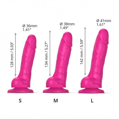 Strap-On-Me Realistic Collection Sliding Skin Dual-Density Silicone Dildo – Fuchsia