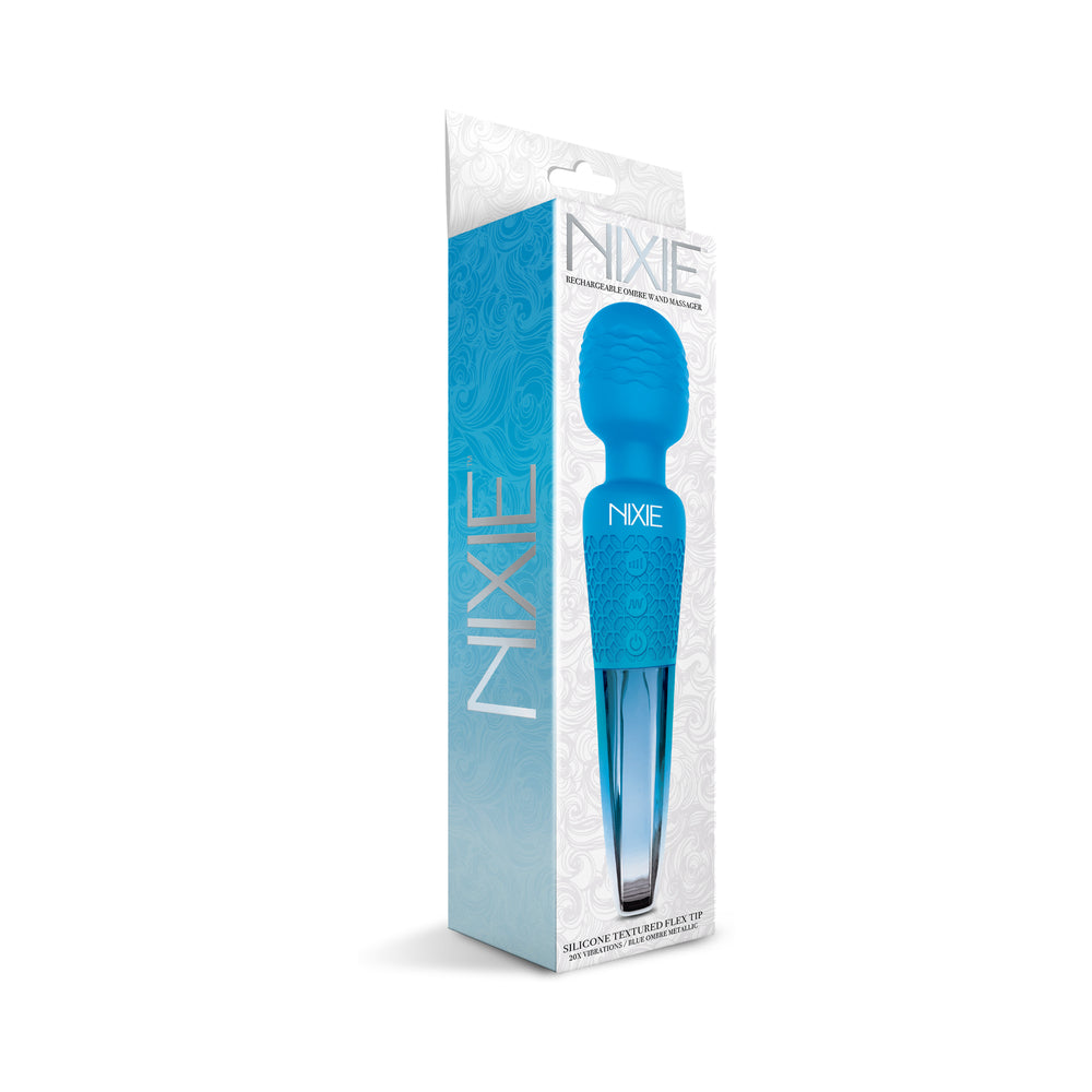 Nixie Blue Ombre Rechargeable Wand Massager – 20 Vibration Functions