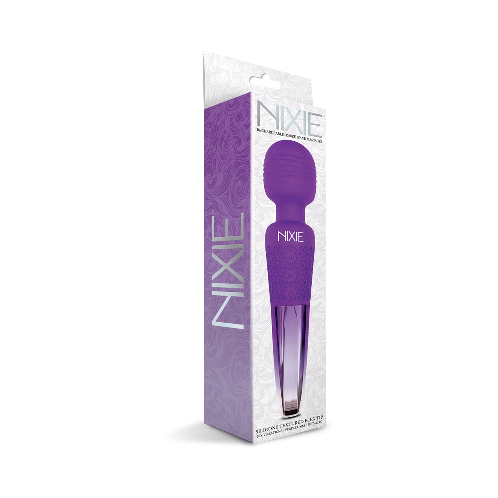 Nixie Rechargeable Wand Massager – Purple Ombre Metallic