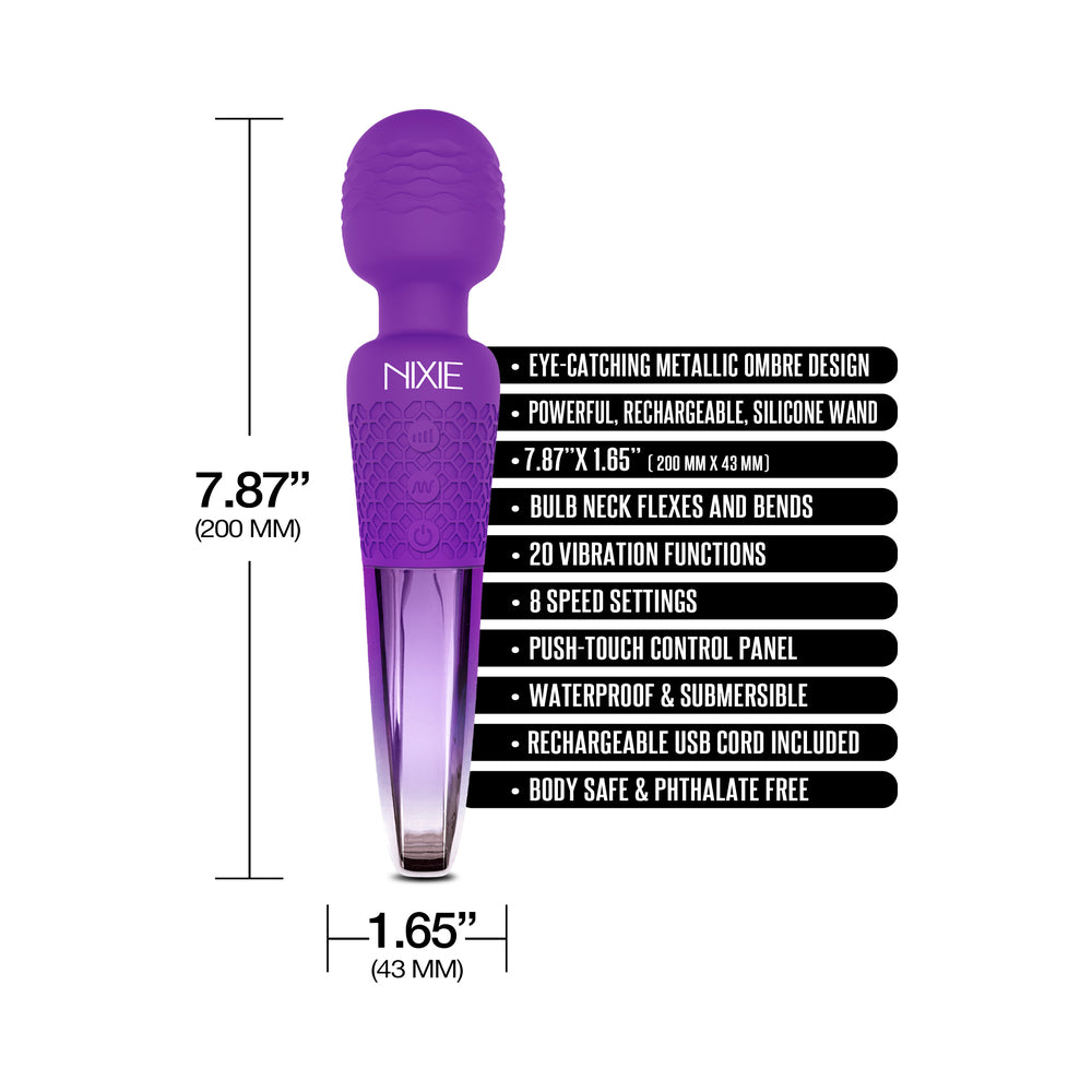 Nixie Rechargeable Wand Massager – Purple Ombre Metallic