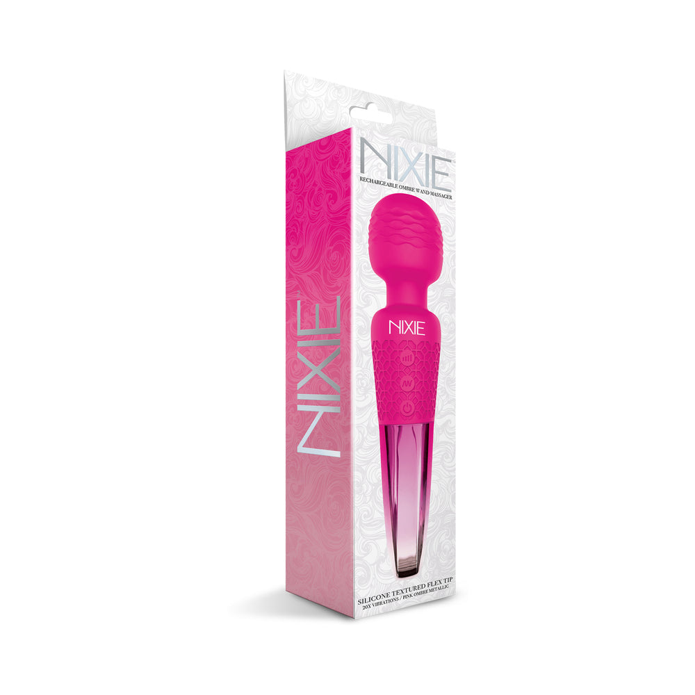 Nixie Rechargeable Wand Massager – Pink Ombre Metallic