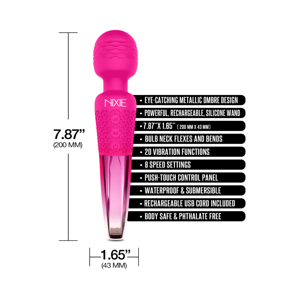 Nixie Rechargeable Wand Massager – Pink Ombre Metallic