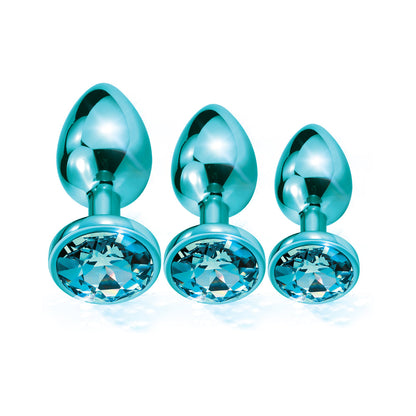 Nixie Metal Butt Plug Trainer Set – 3-Piece Graduated Anal Plugs – Blue Metallic