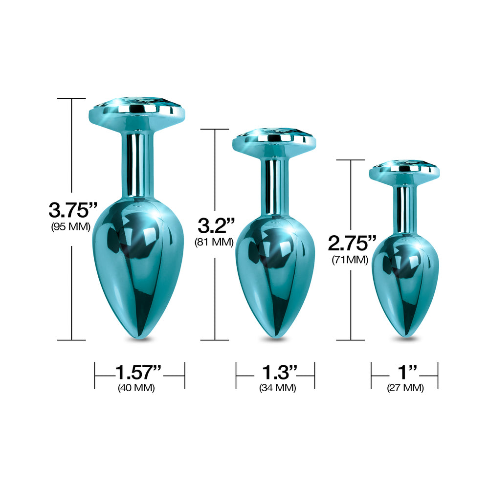 Nixie Metal Butt Plug Trainer Set – 3-Piece Graduated Anal Plugs – Blue Metallic