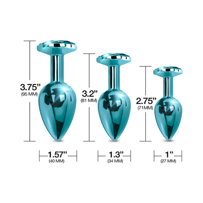Nixie Metal Butt Plug Trainer Set – 3-Piece Graduated Anal Plugs – Blue Metallic
