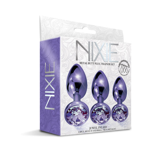 Nixie Metal Butt Plug Trainer Set – 3-Piece Anal Training Kit – Purple Metallic