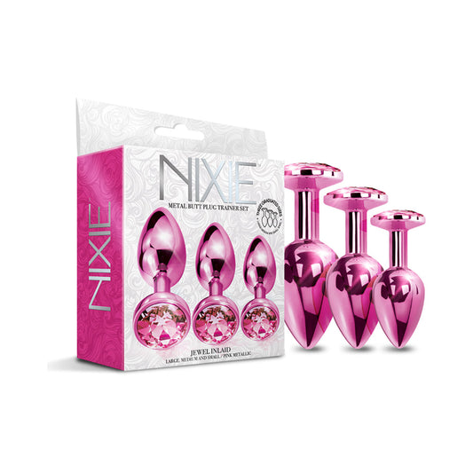 Nixie Metal Butt Plug Trainer Set 3-Piece – Pink Metallic