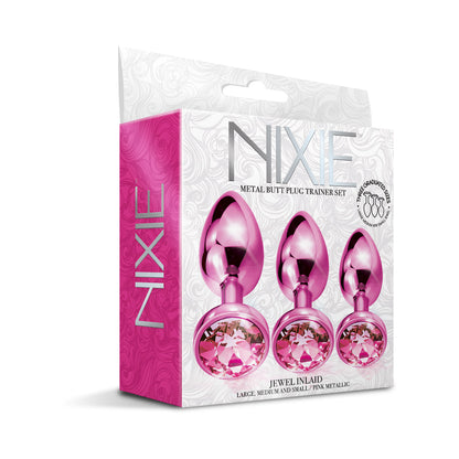 Nixie Metal Butt Plug Trainer Set 3-Piece – Pink Metallic