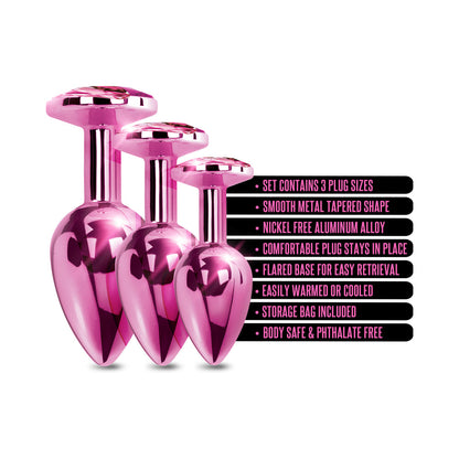 Nixie Metal Butt Plug Trainer Set 3-Piece – Pink Metallic