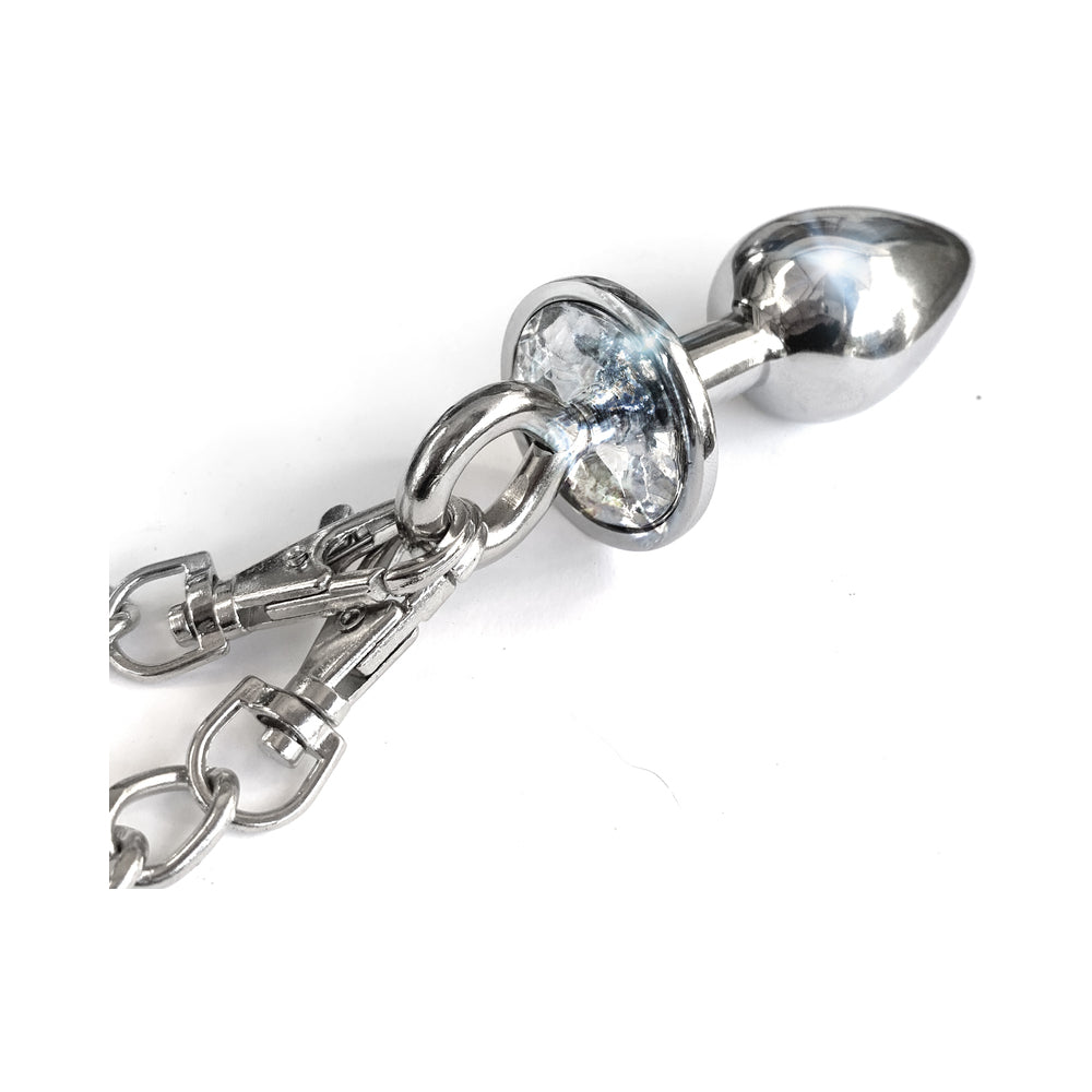Nixie Metal Butt Plug & Handcuffs Set – Silver – Anal Play and Bondage
