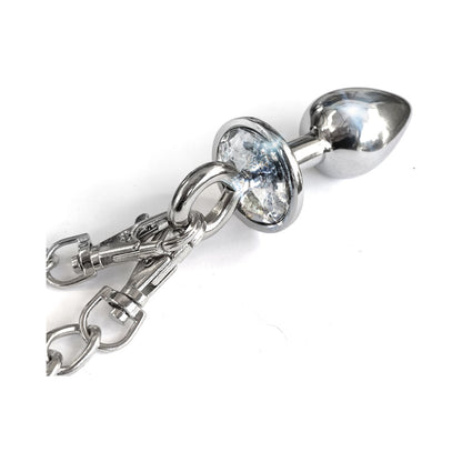 Nixie Metal Butt Plug & Handcuffs Set – Silver – Anal Play and Bondage