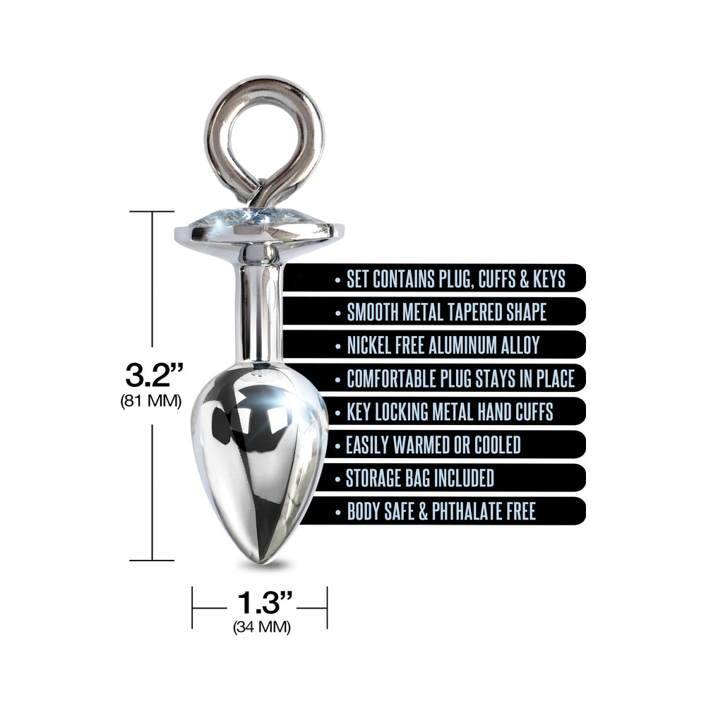 Nixie Metal Butt Plug & Handcuffs Set – Silver – Anal Play and Bondage