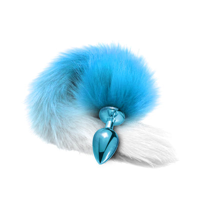 Nixie Metal Butt Plug with Ombre Tail – Blue Metallic