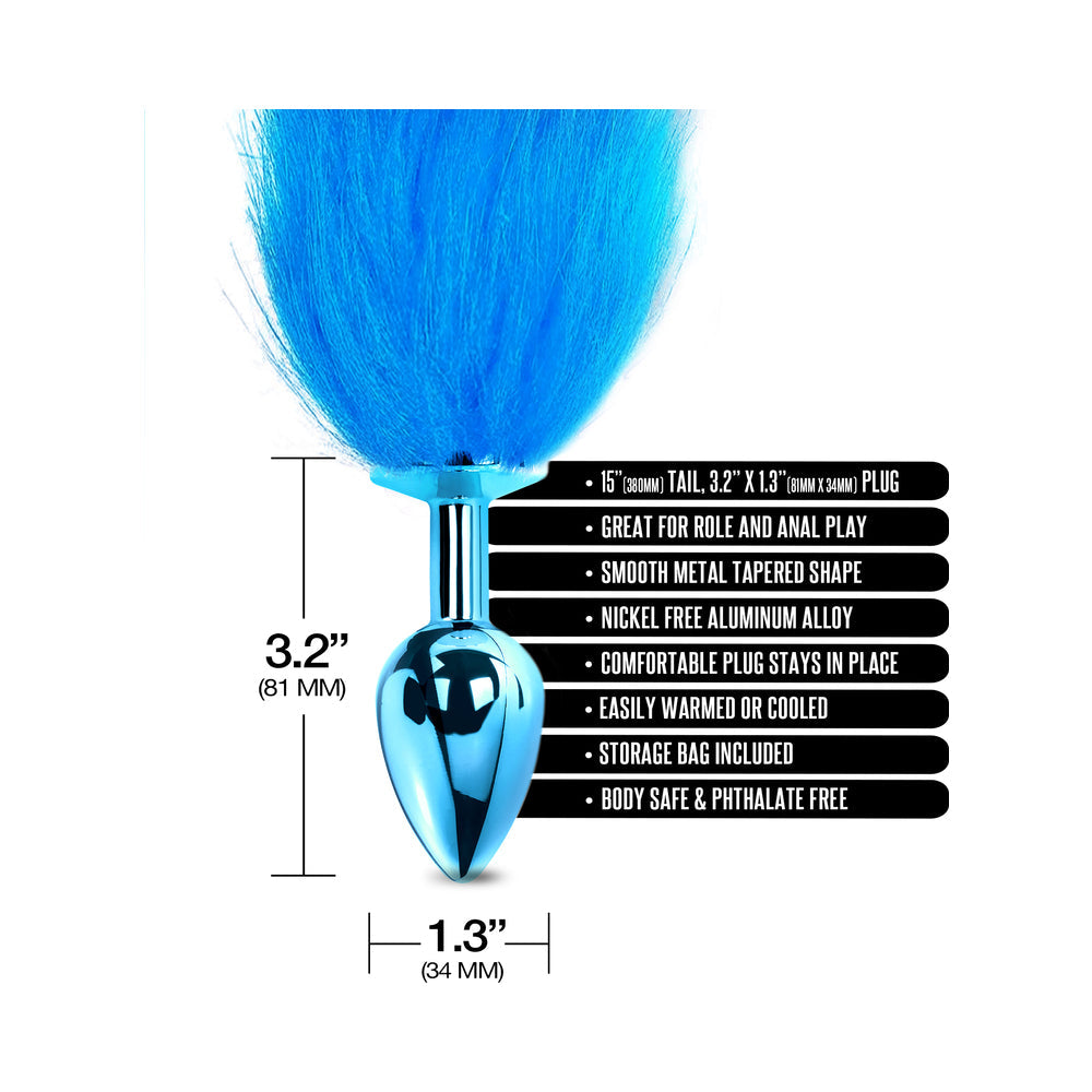 Nixie Metal Butt Plug with Ombre Tail – Blue Metallic