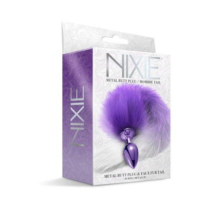 Global Novelties Nixie Metal Butt Plug with Ombre Tail - Purple