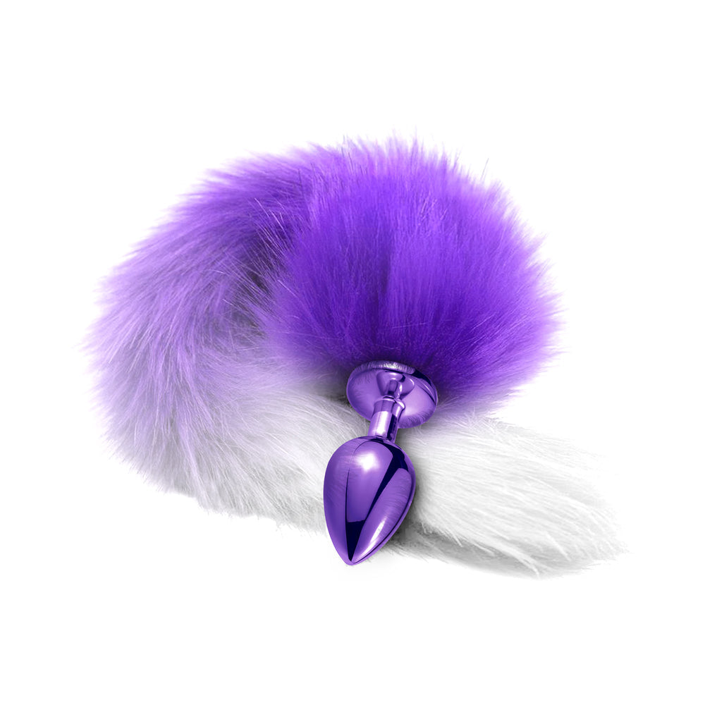 Global Novelties Nixie Metal Butt Plug with Ombre Tail - Purple