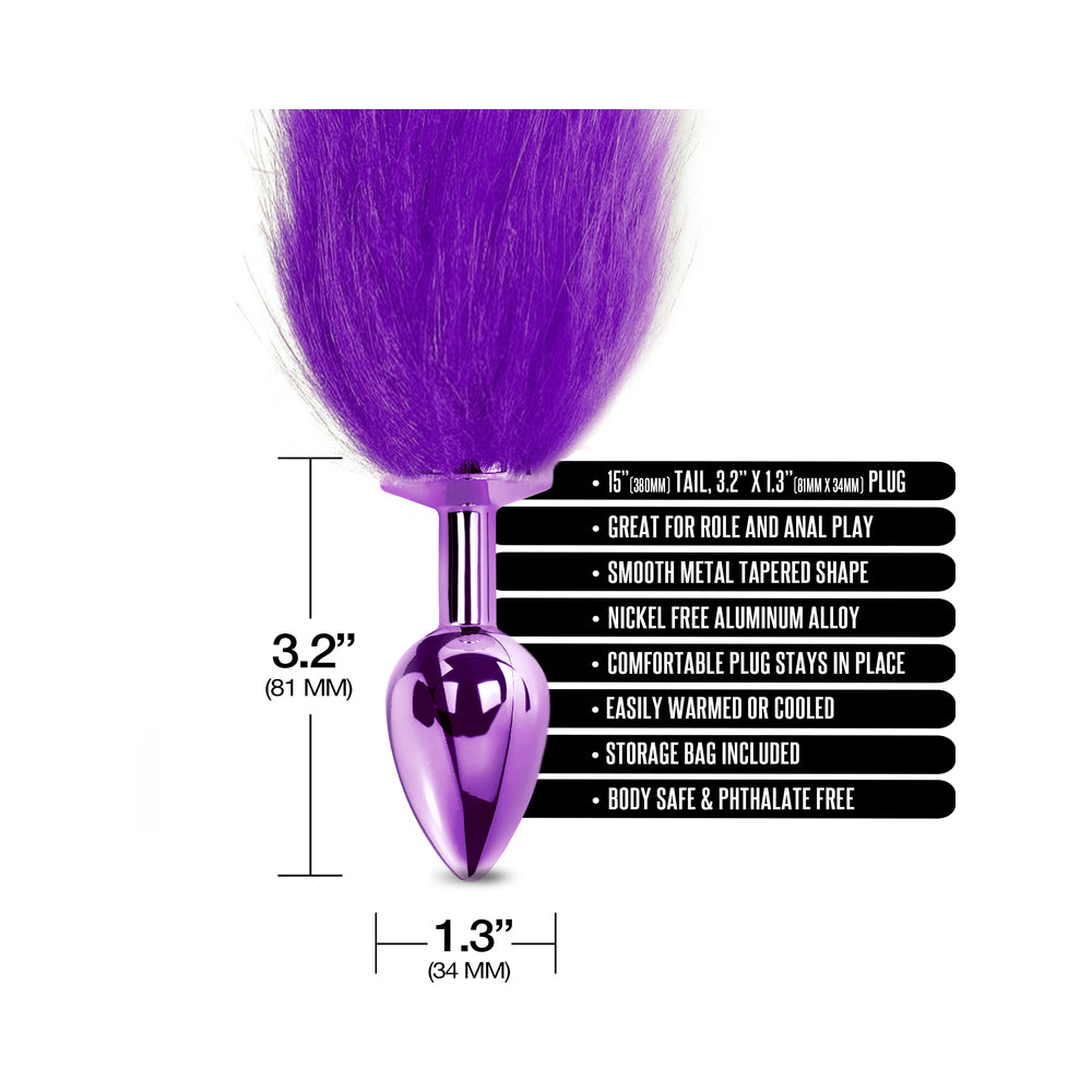 Global Novelties Nixie Metal Butt Plug with Ombre Tail - Purple