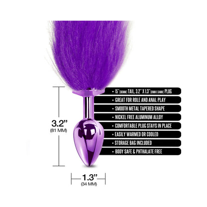 Global Novelties Nixie Metal Butt Plug with Ombre Tail - Purple