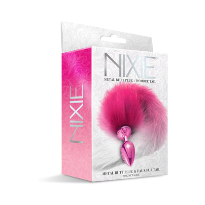 Global Novelties Nixie Metal Butt Plug with Ombre Tail – Pink Metallic