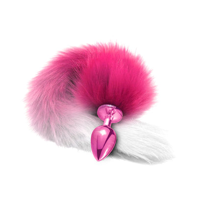 Global Novelties Nixie Metal Butt Plug with Ombre Tail – Pink Metallic