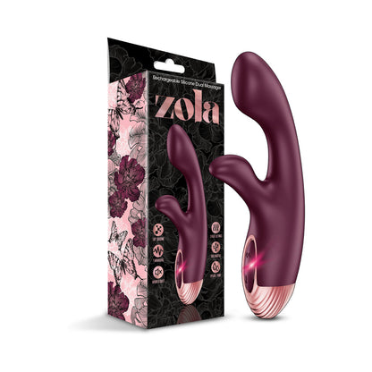Zola Rechargeable Silicone Warming Dual Massager - Wine Red