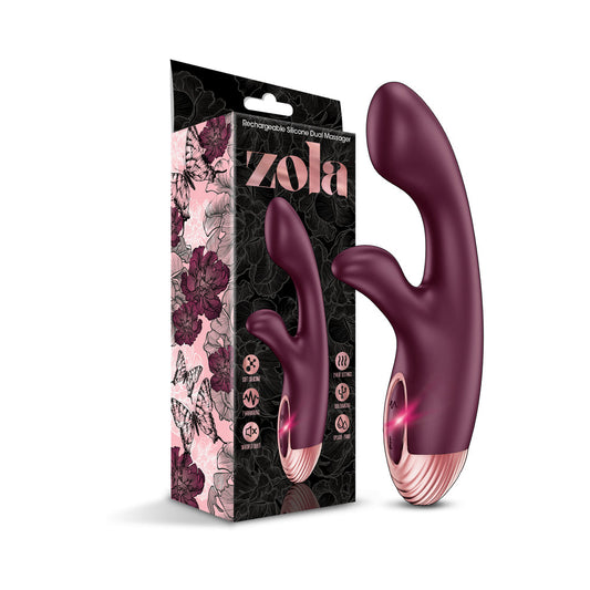 Zola Rechargeable Silicone Warming Dual Massager - Wine Red