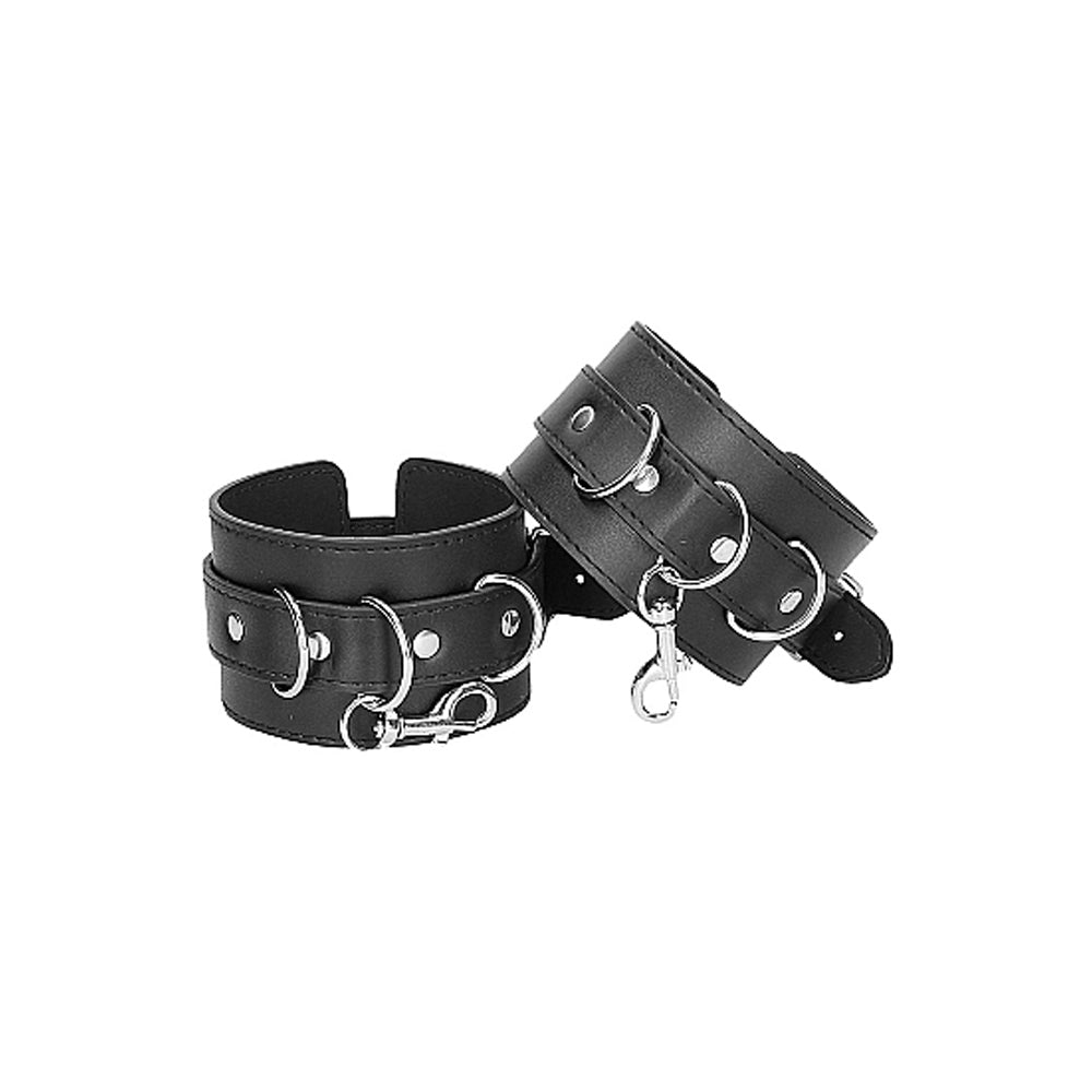 Ouch! Black & White Bonded Leather Hogtie with Hand & Ankle Cuffs – Black