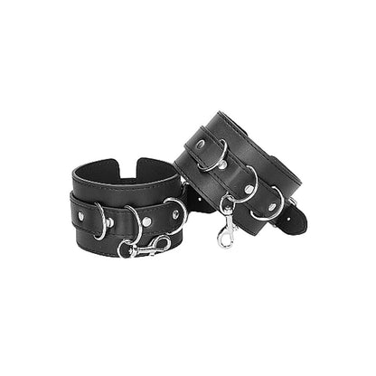 Ouch! Black & White Bonded Leather Hogtie with Hand & Ankle Cuffs – Black