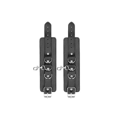 Ouch! Black & White Bonded Leather Hogtie with Hand & Ankle Cuffs – Black