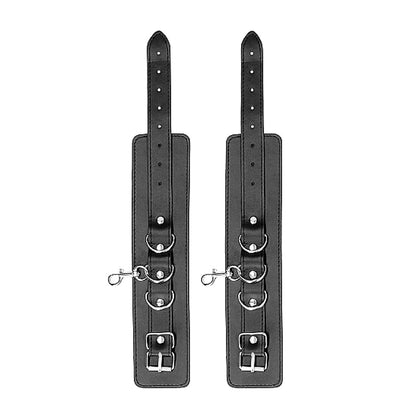 Ouch! Black & White Bonded Leather Hogtie with Hand & Ankle Cuffs – Black