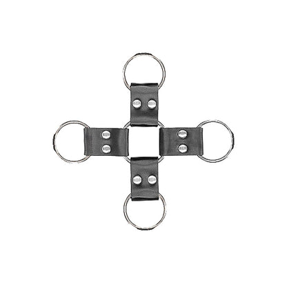 Ouch! Black & White Bonded Leather Hogtie with Hand & Ankle Cuffs – Black