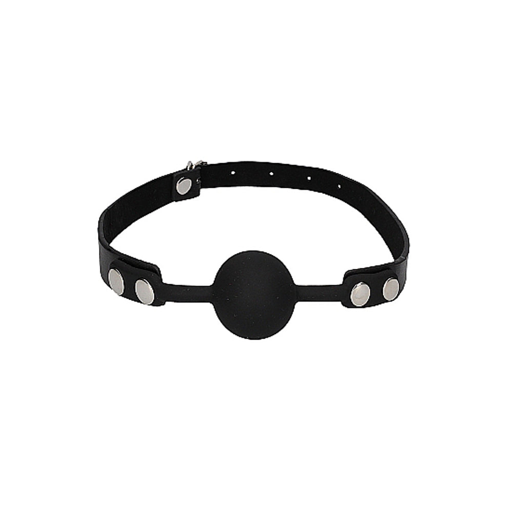 Ouch! Black & White Silicone Ball Gag with Adjustable Bonded Leather Straps - Black