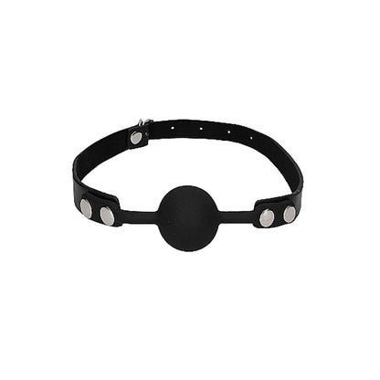 Ouch! Black & White Silicone Ball Gag with Adjustable Bonded Leather Straps - Black