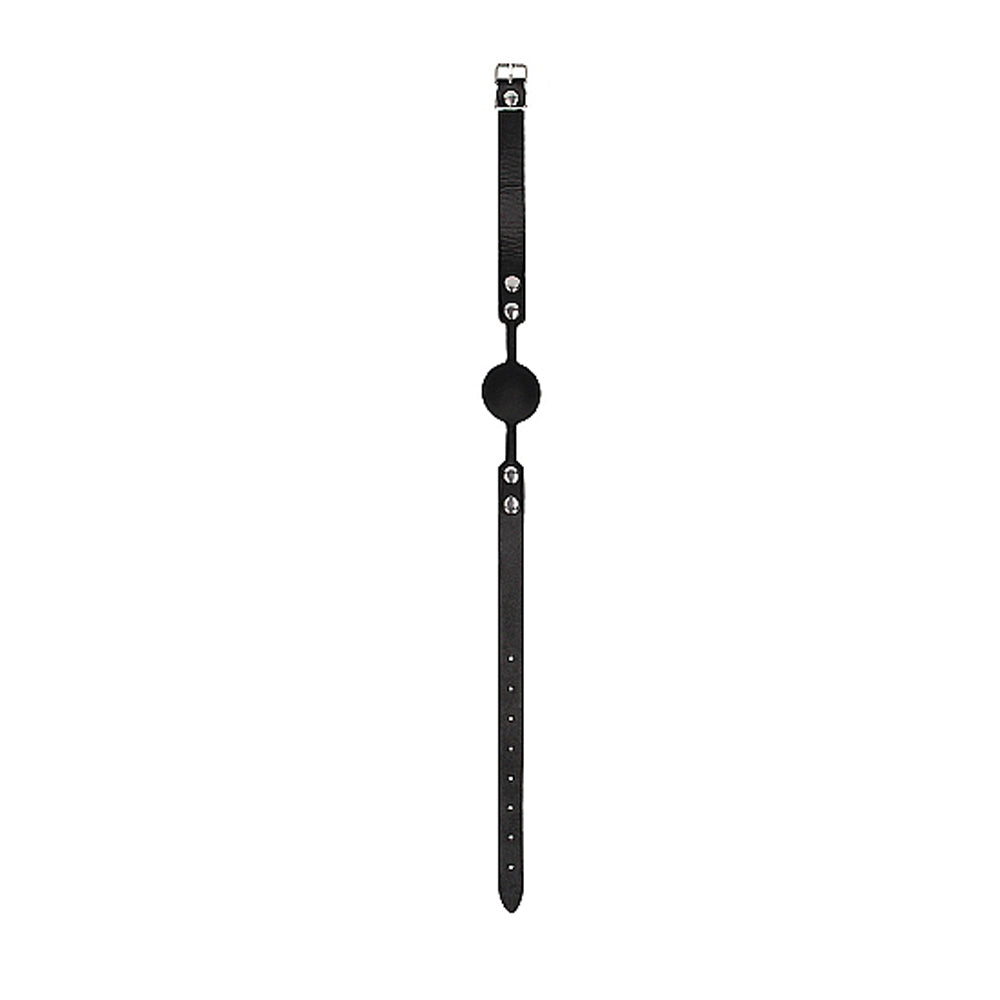 Ouch! Black & White Silicone Ball Gag with Adjustable Bonded Leather Straps - Black