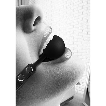 Ouch! Black & White Silicone Ball Gag with Adjustable Bonded Leather Straps - Black