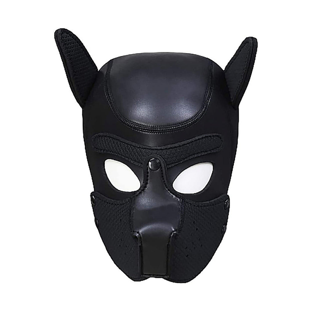 Ouch! Puppy Play Neoprene Puppy Hood with Detachable Muzzle – Black
