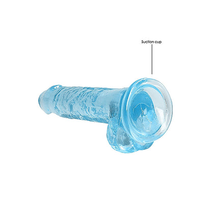 RealRock Crystal Clear 7 in. Dildo with Suction Cup - Blue