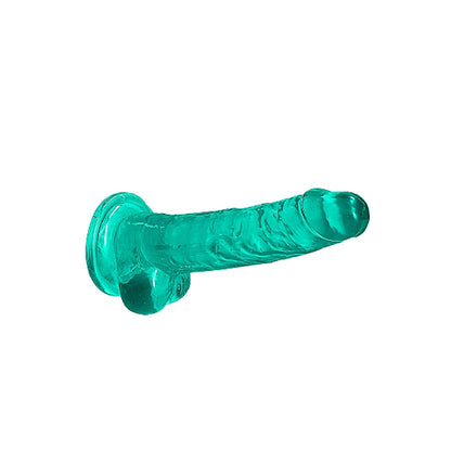 RealRock Crystal Clear 7 in. Dildo with Balls and Suction Cup – Turquoise